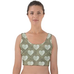 Hearts Motif Pattern Velvet Crop Top