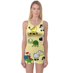 Group Of Animals Graphic One Piece Boyleg Swimsuit