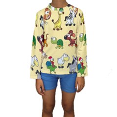 Group Of Animals Graphic Kids  Long Sleeve Swimwear by Sapixe