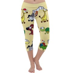 Group Of Animals Graphic Capri Yoga Leggings by Sapixe