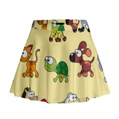 Group Of Animals Graphic Mini Flare Skirt by Sapixe