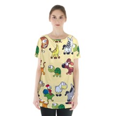 Group Of Animals Graphic Skirt Hem Sports Top by Sapixe