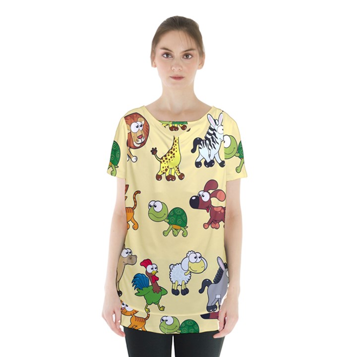 Group Of Animals Graphic Skirt Hem Sports Top