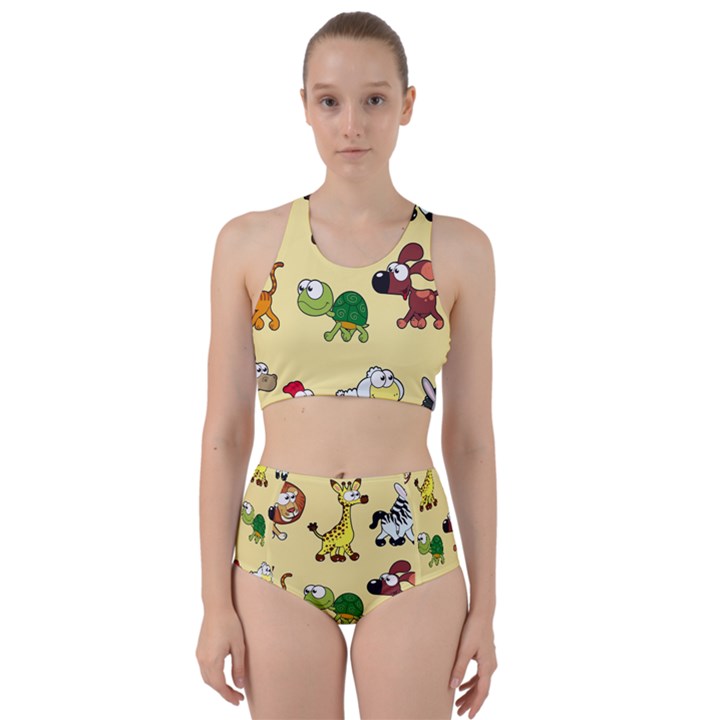 Group Of Animals Graphic Racer Back Bikini Set