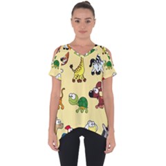 Group Of Animals Graphic Cut Out Side Drop Tee by Sapixe