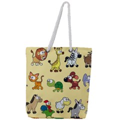 Group Of Animals Graphic Full Print Rope Handle Tote (large) by Sapixe