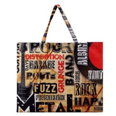 Guitar Typography Zipper Large Tote Bag by Sapixe