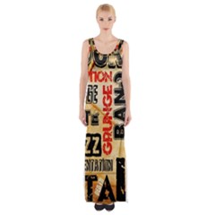 Guitar Typography Maxi Thigh Split Dress by Sapixe