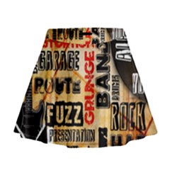 Guitar Typography Mini Flare Skirt by Sapixe