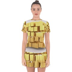 Gold Bars Feingold Bank Drop Hem Mini Chiffon Dress by Sapixe