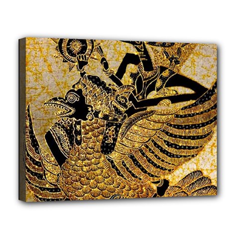 Golden Colorful The Beautiful Of Art Indonesian Batik Pattern Canvas 14  X 11  by Sapixe