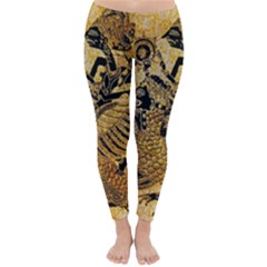 Golden Colorful The Beautiful Of Art Indonesian Batik Pattern Classic Winter Leggings by Sapixe