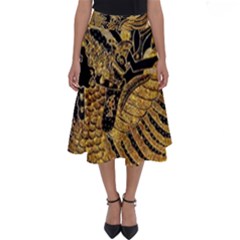 Golden Colorful The Beautiful Of Art Indonesian Batik Pattern Perfect Length Midi Skirt by Sapixe