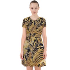 Golden Colorful The Beautiful Of Art Indonesian Batik Pattern Adorable In Chiffon Dress by Sapixe