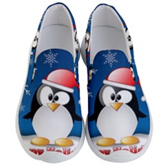 Happy Holidays Christmas Card With Penguin Men s Lightweight Slip Ons by Sapixe