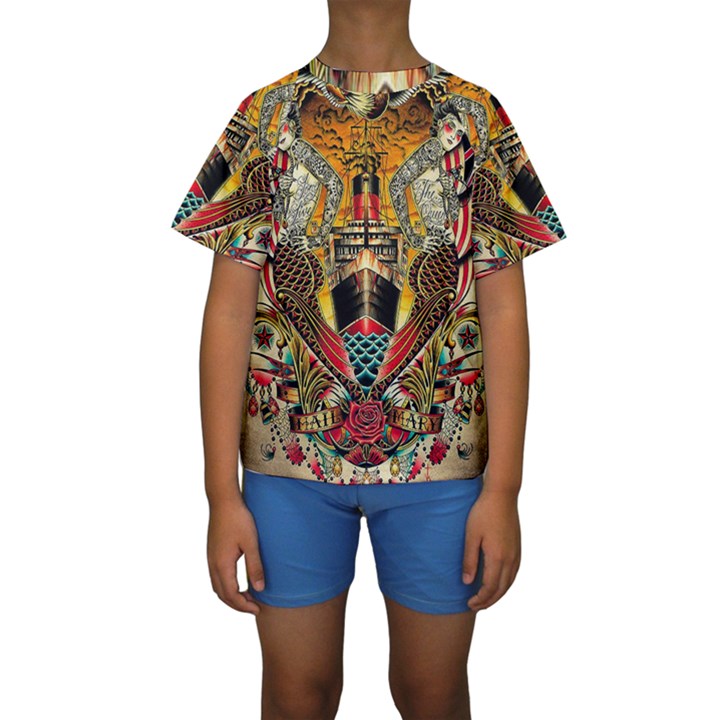 Hail Fine Art Print Kids  Short Sleeve Swimwear