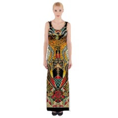 Hail Fine Art Print Maxi Thigh Split Dress by Sapixe