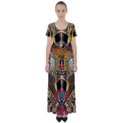 Hail Fine Art Print High Waist Short Sleeve Maxi Dress by Sapixe