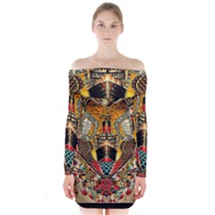 Hail Fine Art Print Long Sleeve Off Shoulder Dress by Sapixe