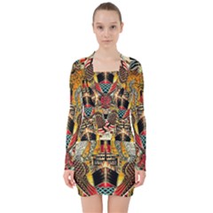 Hail Fine Art Print V-neck Bodycon Long Sleeve Dress by Sapixe