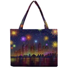 Happy Birthday Independence Day Celebration In New York City Night Fireworks Us Mini Tote Bag by Sapixe