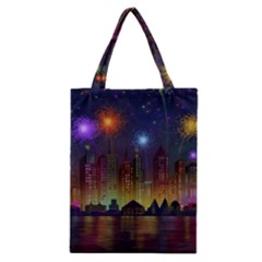 Happy Birthday Independence Day Celebration In New York City Night Fireworks Us Classic Tote Bag by Sapixe