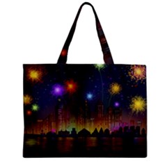 Happy Birthday Independence Day Celebration In New York City Night Fireworks Us Zipper Mini Tote Bag by Sapixe