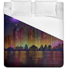 Happy Birthday Independence Day Celebration In New York City Night Fireworks Us Duvet Cover (king Size) by Sapixe