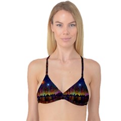 Happy Birthday Independence Day Celebration In New York City Night Fireworks Us Reversible Tri Bikini Top by Sapixe