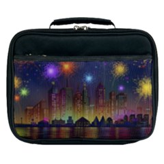 Happy Birthday Independence Day Celebration In New York City Night Fireworks Us Lunch Bag by Sapixe