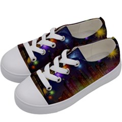 Happy Birthday Independence Day Celebration In New York City Night Fireworks Us Kids  Low Top Canvas Sneakers by Sapixe