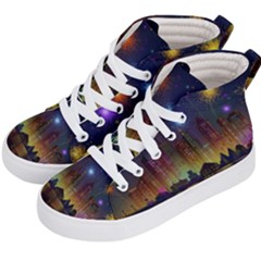 Happy Birthday Independence Day Celebration In New York City Night Fireworks Us Kid s Hi-top Skate Sneakers by Sapixe