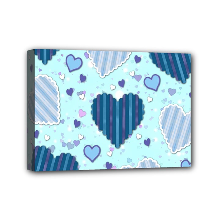 Hearts Pattern Paper Wallpaper Mini Canvas 7  x 5 