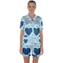 Hearts Pattern Paper Wallpaper Satin Short Sleeve Pyjamas Set View1