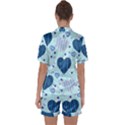 Hearts Pattern Paper Wallpaper Satin Short Sleeve Pyjamas Set View2