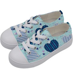 Hearts Pattern Paper Wallpaper Kids  Low Top Canvas Sneakers by Sapixe