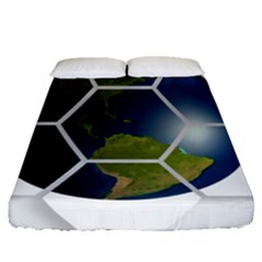 Hexagon Diamond Earth Globe Fitted Sheet (queen Size)