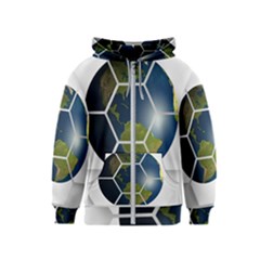 Hexagon Diamond Earth Globe Kids  Zipper Hoodie by Sapixe