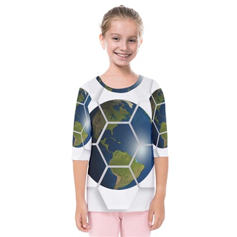 Hexagon Diamond Earth Globe Kids  Quarter Sleeve Raglan Tee by Sapixe