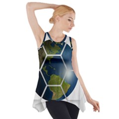 Hexagon Diamond Earth Globe Side Drop Tank Tunic by Sapixe