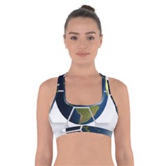 Hexagon Diamond Earth Globe Cross Back Sports Bra by Sapixe