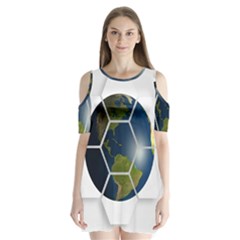 Hexagon Diamond Earth Globe Shoulder Cutout Velvet One Piece by Sapixe