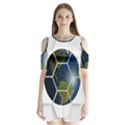 Hexagon Diamond Earth Globe Shoulder Cutout Velvet One Piece View1