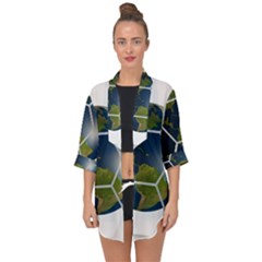 Hexagon Diamond Earth Globe Open Front Chiffon Kimono by Sapixe