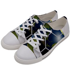 Hexagon Diamond Earth Globe Women s Low Top Canvas Sneakers by Sapixe