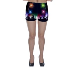 Happy New Year 2017 Celebration Animated 3d Skinny Shorts by Sapixe