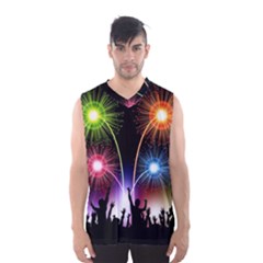 Happy New Year 2017 Celebration Animated 3d Men s Basketball Tank Top by Sapixe