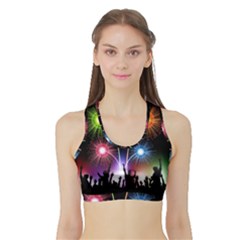 Happy New Year 2017 Celebration Animated 3d Sports Bra With Border by Sapixe