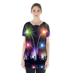 Happy New Year 2017 Celebration Animated 3d Skirt Hem Sports Top by Sapixe