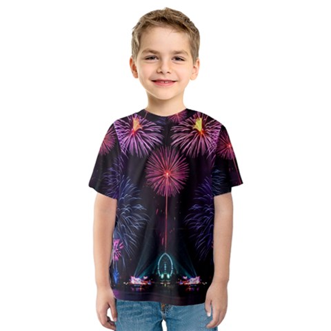 Happy New Year New Years Eve Fireworks In Australia Kids  Sport Mesh Tee by Sapixe